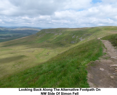 Looking back along the alternative footpath on the NW side of Simon Fell.