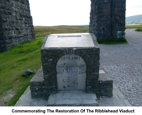Commemoration plaque at Ribblehead Viaduct.