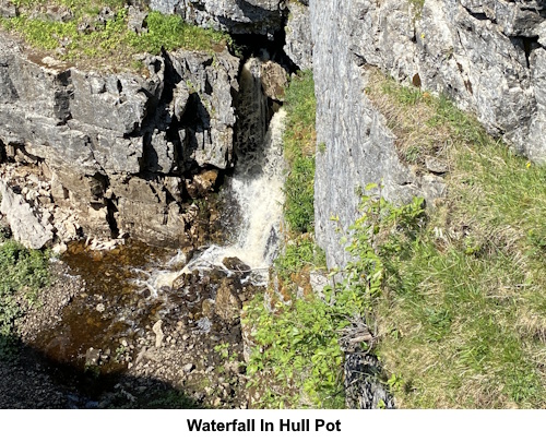 A waterfall at Hull Pot.