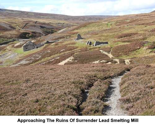 Approaching the ruins of Surrender lead smelting mill.