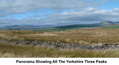 A panorama showing all the Yorkshire Three Peaks.