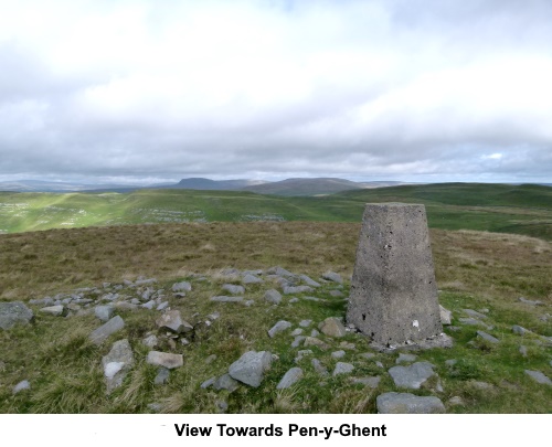 View towards Pen y ghent from the summit of Rye Loaf Hill.