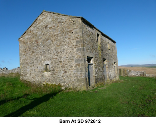 A stone barn passed at SD 972612.