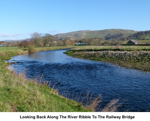 View on River Ribbles to railway bridge