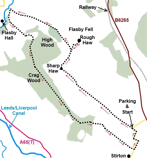 Yorkshire Dales walk Sharp Haw and Rough Haw - sketch map