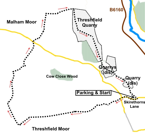 Threshfield walk to Threshfield Quarry sketch map