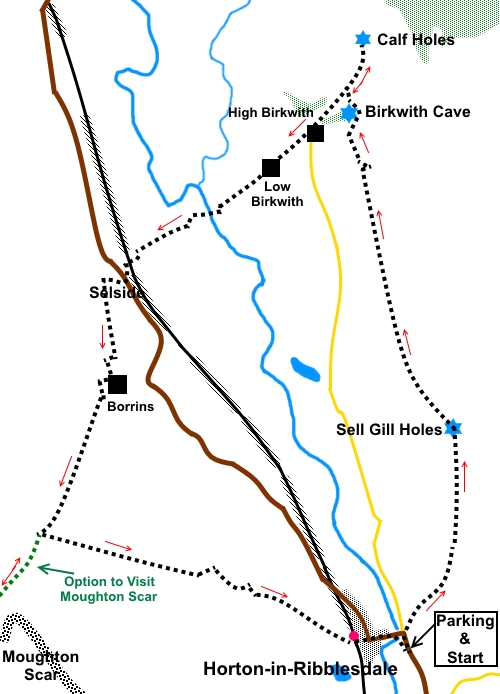 Upper Ribblesdale circular walk sketch map