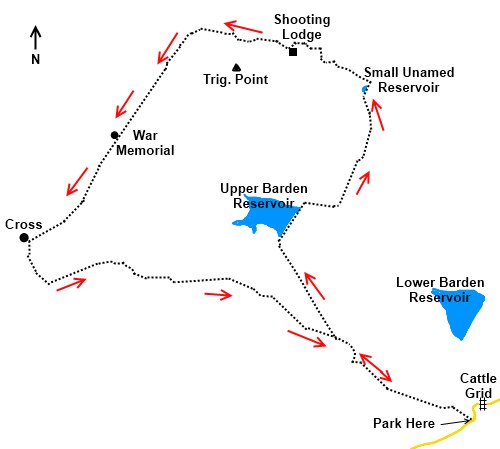 Yorkshire Dales walk Upper Barden Round - sketch map