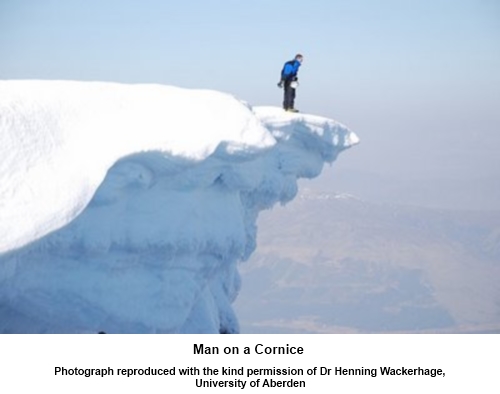 Man on a cornice. Copyright Dr Henning Wackerhage